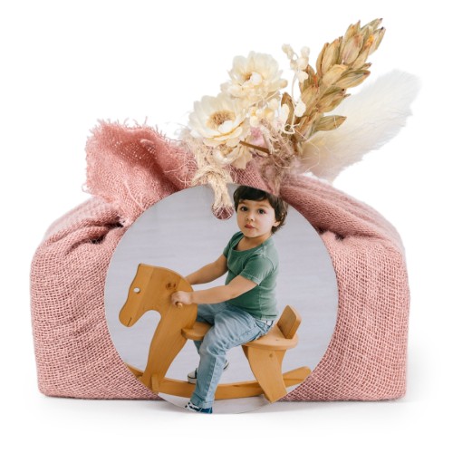 Pink cotton wrapped soaps with round label (6 pcs)