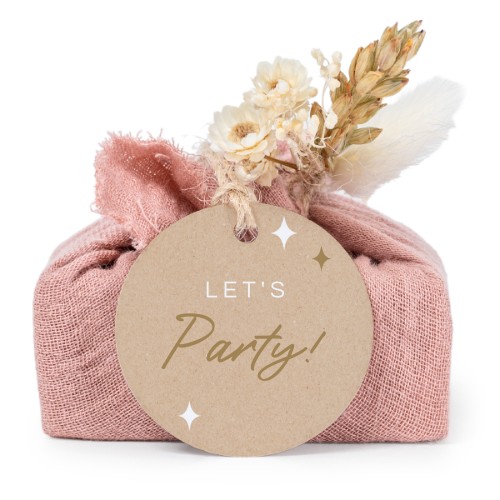 Pink cotton wrapped soaps with round label (6 pcs)