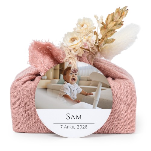 Pink cotton wrapped soaps with round label (6 pcs)