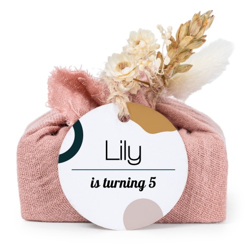 Pink cotton wrapped soaps with round label (6 pcs)