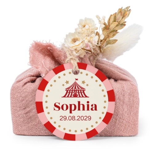 Lot de 6 savons avec emballage en coton rose et étiquettes rondes