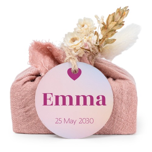 Sæber i lyserøde stofindpakninger med rundt mærke (sæt á 6)