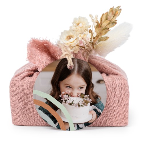 Zeepjes in roos tetra doekje met rond label (set van 6)