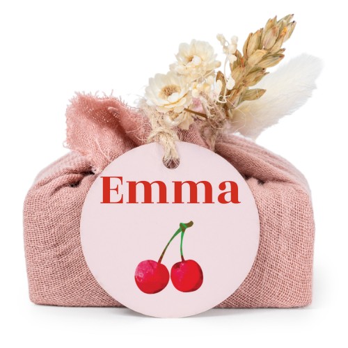 Pink cotton wrapped soaps with round label (6 pcs)