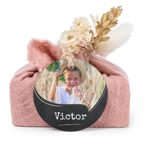 Pink cotton wrapped soaps with round label (6 pcs)