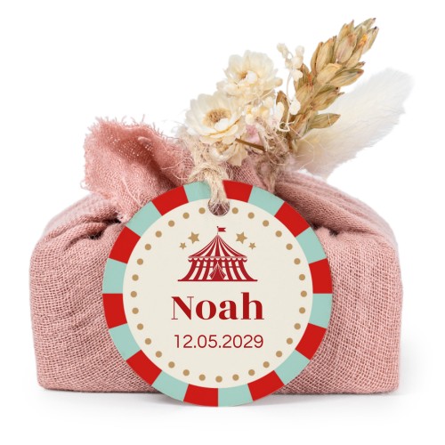 Pink cotton wrapped soaps with round label (6 pcs)