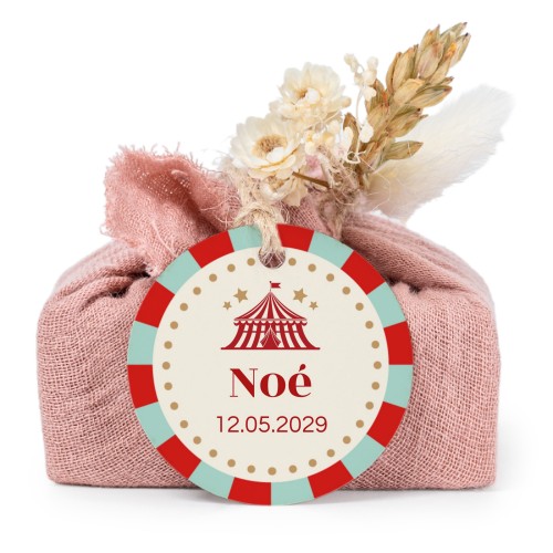 Lot de 6 savons avec emballage en coton rose et étiquettes rondes