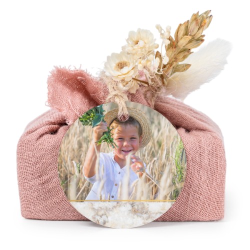 Pink cotton wrapped soaps with round label (6 pcs)