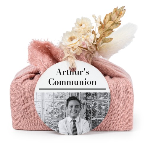 Pink cotton wrapped soaps with round label (6 pcs)