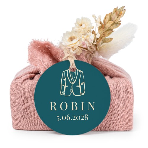 Lot de 6 savons avec emballage en coton rose et étiquettes rondes