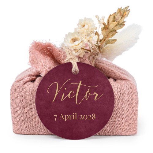 Pink cotton wrapped soaps with round label (6 pcs)