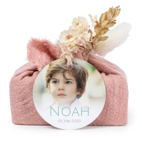 Zeepjes in roos tetra doekje met rond label (set van 6)