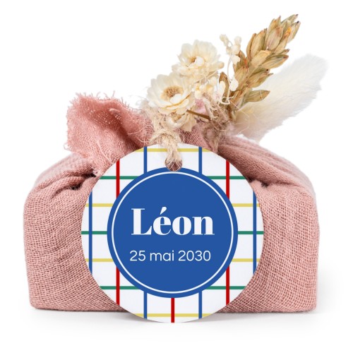 Lot de 6 savons avec emballage en coton rose et étiquettes rondes