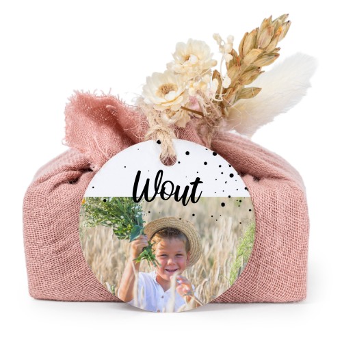 Pink cotton wrapped soaps with round label (6 pcs)