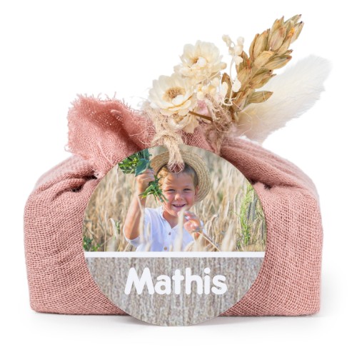 Pink cotton wrapped soaps with round label (6 pcs)