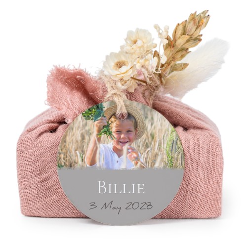 Tvålar i rosa tygförpackningar med rund etikett (6 st)