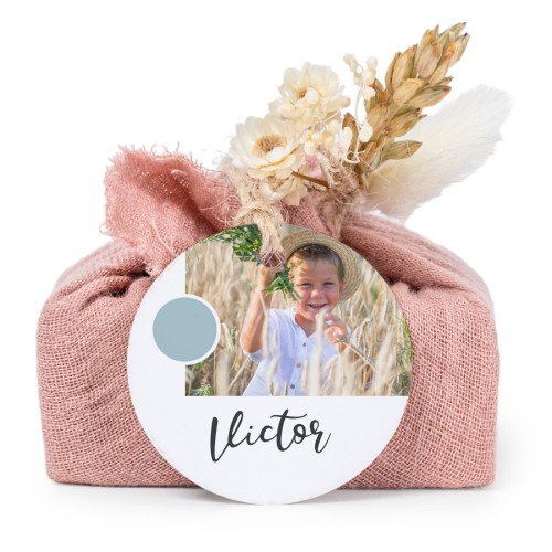 Lot de 6 savons avec emballage en coton rose et étiquettes rondes