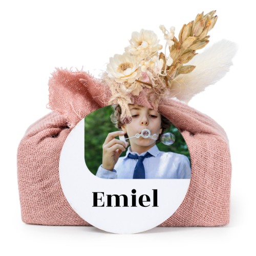 Pink cotton wrapped soaps with round label (6 pcs)