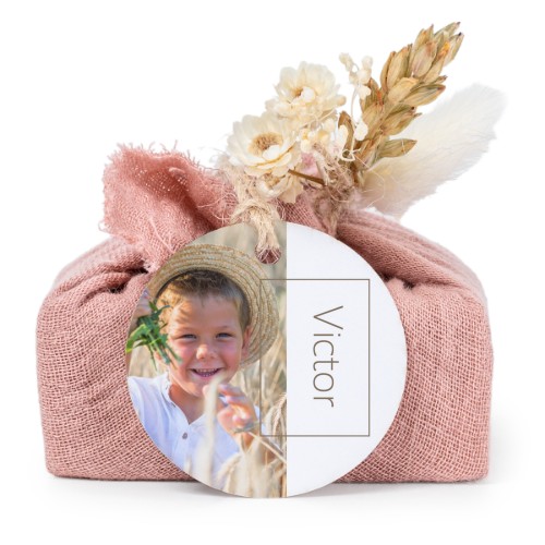 Pink cotton wrapped soaps with round label (6 pcs)