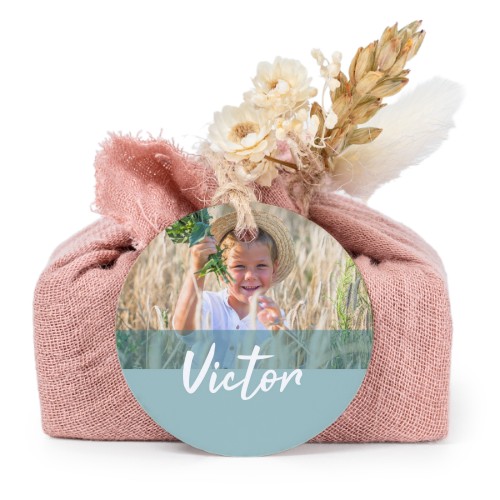 Pink cotton wrapped soaps with round label (6 pcs)