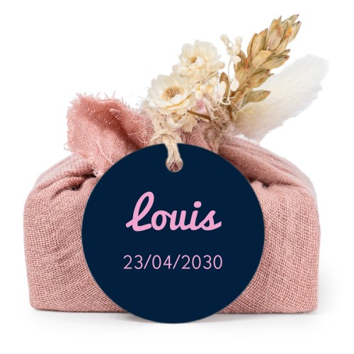 Lot de 6 savons avec emballage en coton rose et étiquettes rondes