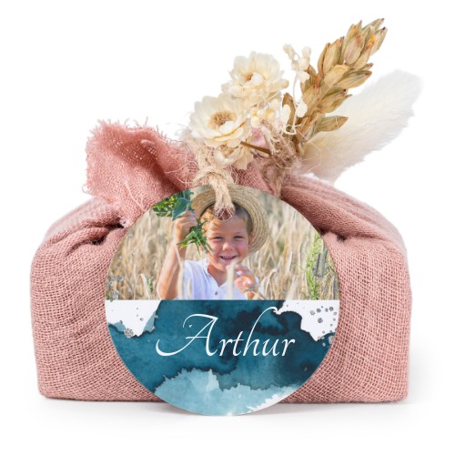 Såper i rosa stoffinnpakninger med rundt merke (sett à 6)