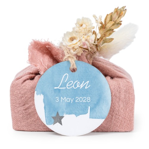 Pink cotton wrapped soaps with round label (6 pcs)