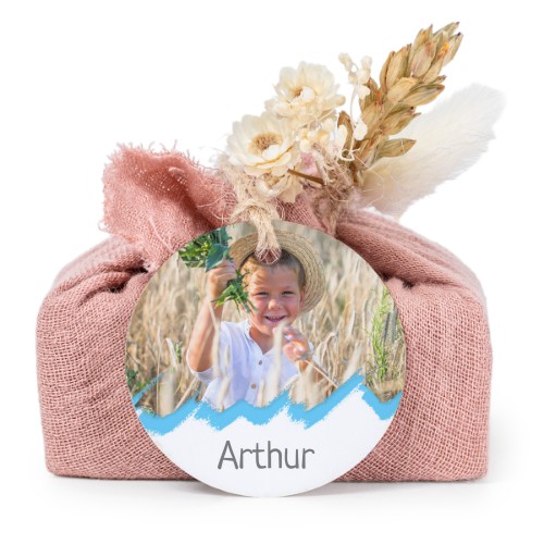 Såper i rosa stoffinnpakninger med rundt merke (sett à 6)