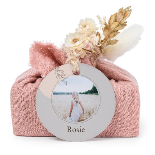 Lot de 6 savons avec emballage en coton rose et étiquettes rondes