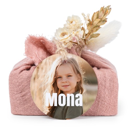 Tvålar i rosa tygförpackningar med rund etikett (6 st)