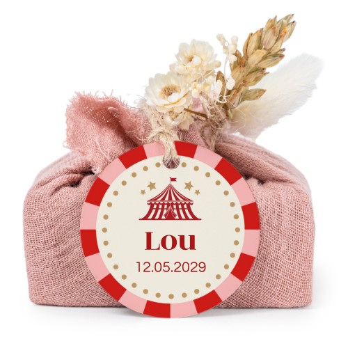 Lot de 6 savons avec emballage en coton rose et étiquettes rondes