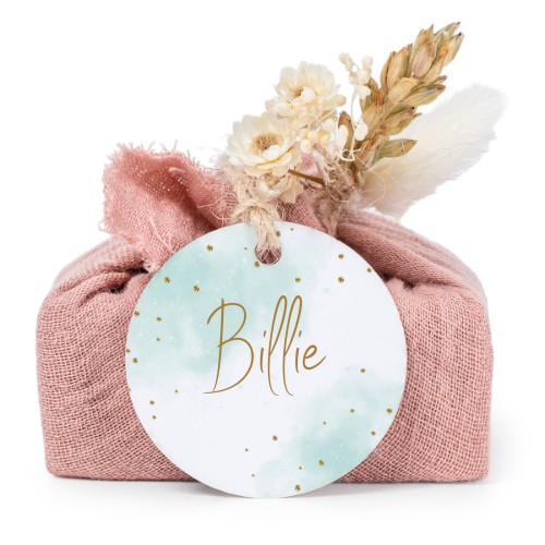 Lot de 6 savons avec emballage en coton rose et étiquettes rondes