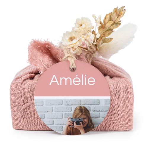 Pink cotton wrapped soaps with round label (6 pcs)