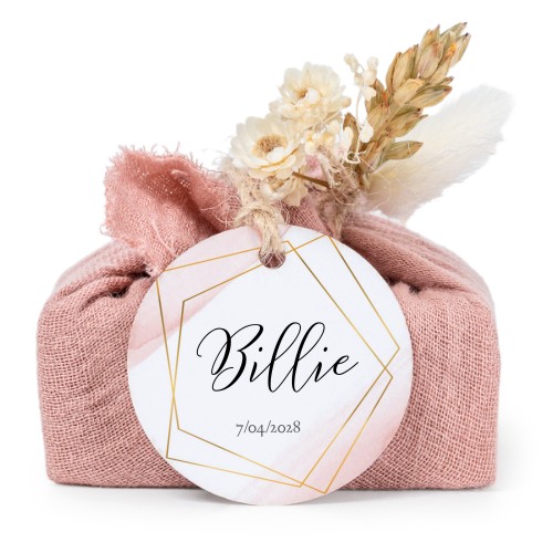 Pink cotton wrapped soaps with round label (6 pcs)