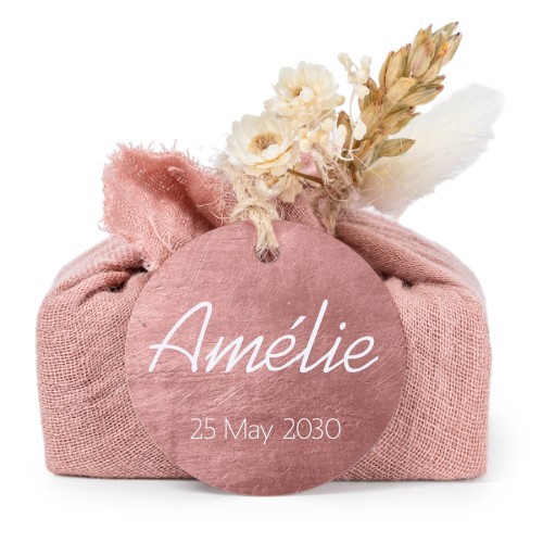 Pink cotton wrapped soaps with round label (6 pcs)