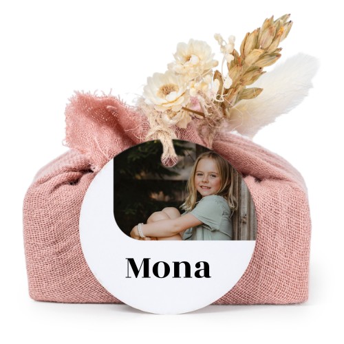 Pink cotton wrapped soaps with round label (6 pcs)