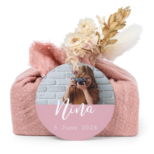 Såper i rosa stoffinnpakninger med rundt merke (sett à 6)