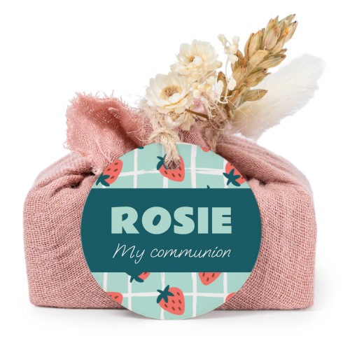 Pink cotton wrapped soaps with round label (6 pcs)