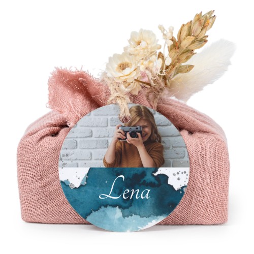 Zeepjes in roos tetra doekje met rond label (set van 6)