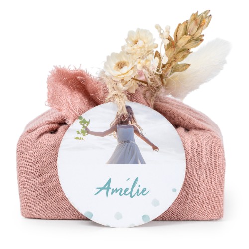 Pink cotton wrapped soaps with round label (6 pcs)