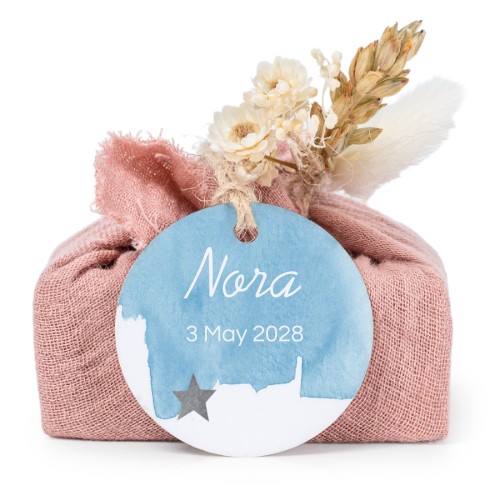 Pink cotton wrapped soaps with round label (6 pcs)