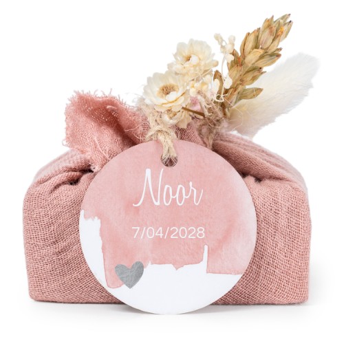 Pink cotton wrapped soaps with round label (6 pcs)