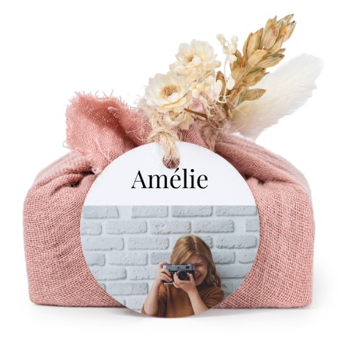 Pink cotton wrapped soaps with round label (6 pcs)