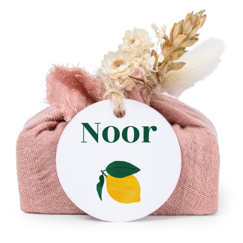 Pink cotton wrapped soaps with round label (6 pcs)