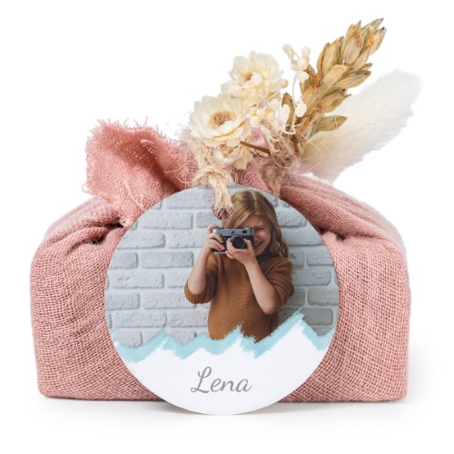 Lot de 6 savons avec emballage en coton rose et étiquettes rondes