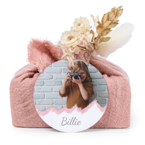 Såper i rosa stoffinnpakninger med rundt merke (sett à 6)