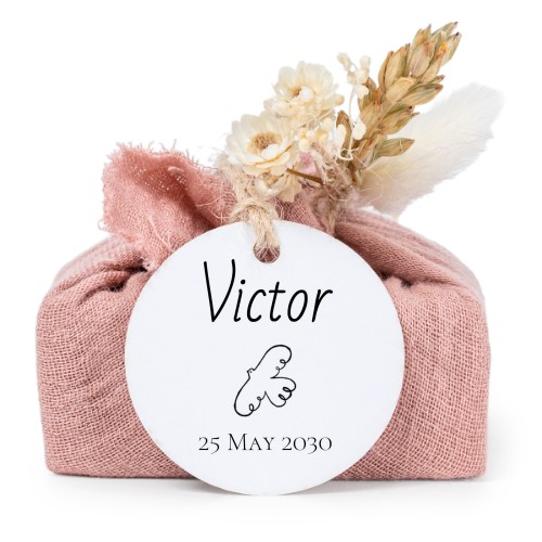 Pink cotton wrapped soaps with round label (6 pcs)