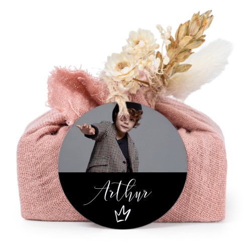 Pink cotton wrapped soaps with round label (6 pcs)