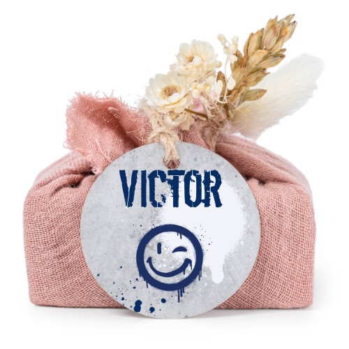 Pink cotton wrapped soaps with round label (6 pcs)