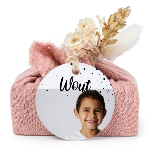 Lot de 6 savons avec emballage en coton rose et étiquettes rondes